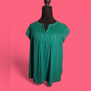 Daniel Rainn Teal Eyelet Women's Blouse